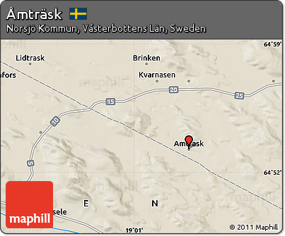 Shaded Relief Map of Åmträsk