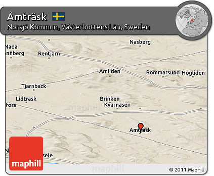 Shaded Relief Panoramic Map of Åmträsk