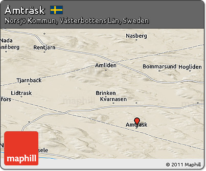 Shaded Relief Panoramic Map of Åmträsk