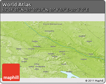 Physical 3D Map of the Area around 64° 59' 36" N, 19° 37' 30" E