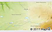 Physical 3D Map of the area around 64° 59' 36" N, 20° 19' 30" W