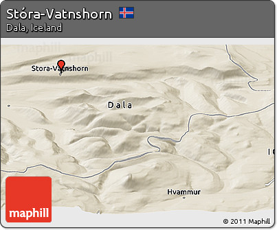 Shaded Relief Panoramic Map of Stóra-Vatnshorn