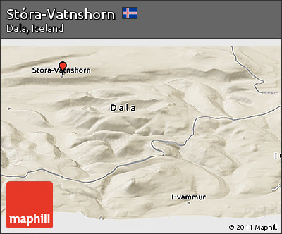 Shaded Relief Panoramic Map of Stóra-Vatnshorn