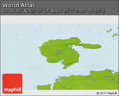 Physical 3D Map of the Area around 64° 59' 36" N, 24° 43' 30" E
