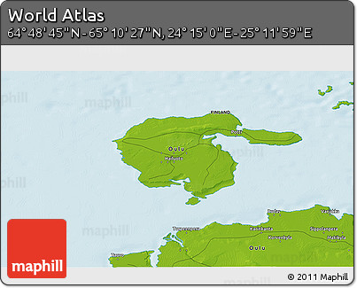 Physical 3D Map of the Area around 64° 59' 36" N, 24° 43' 30" E