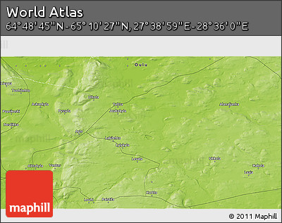 Physical 3D Map of the Area around 64° 59' 36" N, 28° 7' 30" E