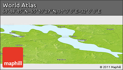 Physical Panoramic Map of the Area around 64° 59' 36" N, 31° 31' 29" E