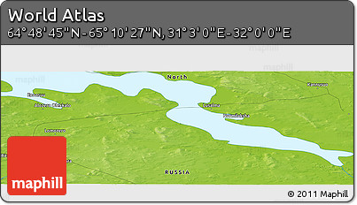 Physical Panoramic Map of the Area around 64° 59' 36" N, 31° 31' 29" E