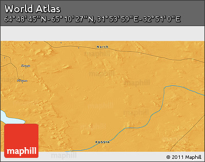 Political 3D Map of the Area around 64° 59' 36" N, 32° 22' 30" E