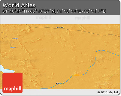 Political 3D Map of the Area around 64° 59' 36" N, 32° 22' 30" E