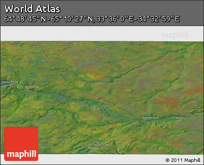 Satellite 3D Map of the Area around 64° 59' 36" N, 34° 4' 30" E
