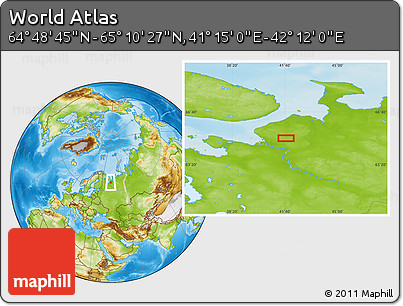 Physical Location Map of the Area around 64° 59' 36" N, 41° 43' 30" E