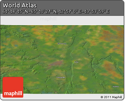 Satellite 3D Map of the Area around 64° 59' 36" N, 43° 25' 29" E