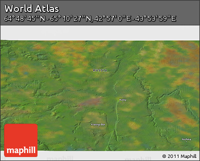 Satellite 3D Map of the Area around 64° 59' 36" N, 43° 25' 29" E