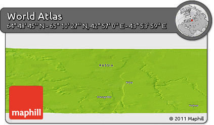 Physical Panoramic Map of the Area around 64° 59' 36" N, 43° 25' 29" E