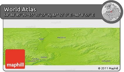 Physical Panoramic Map of the Area around 64° 59' 36" N, 47° 40' 29" E
