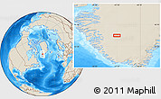 Shaded Relief Location Map of the area around 64° 59' 36" N, 47° 31' 29" W