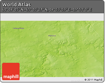 Physical 3D Map of the Area around 64° 59' 36" N, 49° 22' 30" E