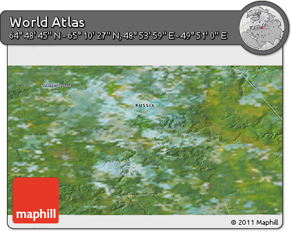 Satellite 3D Map of the Area around 64° 59' 36" N, 49° 22' 30" E