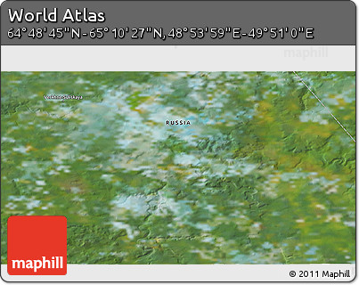 Satellite 3D Map of the Area around 64° 59' 36" N, 49° 22' 30" E
