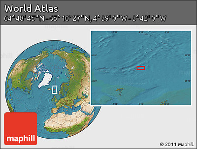 Satellite Location Map of the Area around 64° 59' 36" N, 4° 10' 30" W