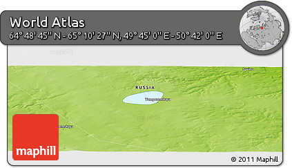 Physical Panoramic Map of the Area around 64° 59' 36" N, 50° 13' 30" E