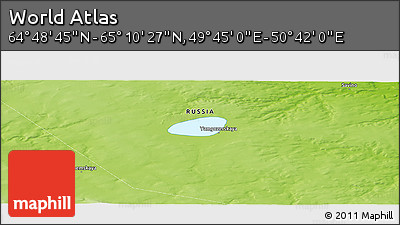 Physical Panoramic Map of the Area around 64° 59' 36" N, 50° 13' 30" E