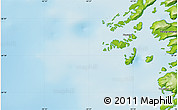 Physical Map of the area around 64° 59' 36" N, 52° 37' 30" W