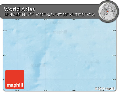 Physical Map of the Area around 64° 59' 36" N, 54° 19' 30" W