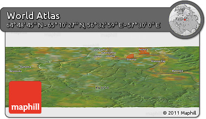 Satellite Panoramic Map of the Area around 64° 59' 36" N, 57° 1' 29" E