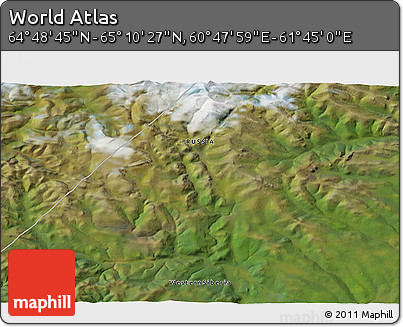 Satellite 3D Map of the Area around 64° 59' 36" N, 61° 16' 29" E