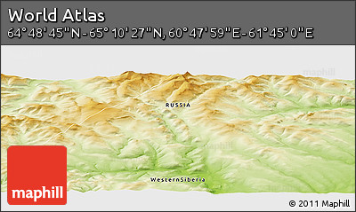 Physical Panoramic Map of the Area around 64° 59' 36" N, 61° 16' 29" E