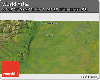 Satellite 3D Map of the Area around 64° 59' 36" N, 62° 7' 30" E
