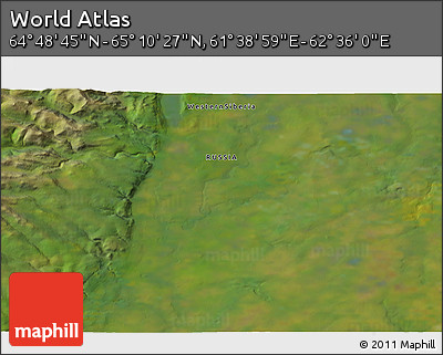 Satellite 3D Map of the Area around 64° 59' 36" N, 62° 7' 30" E
