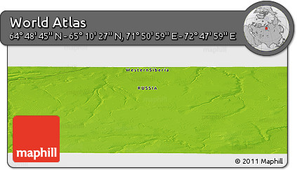 Physical Panoramic Map of the Area around 64° 59' 36" N, 72° 19' 29" E