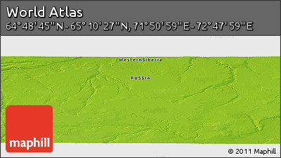Physical Panoramic Map of the Area around 64° 59' 36" N, 72° 19' 29" E