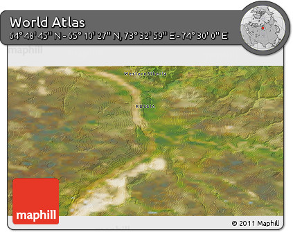 Satellite 3D Map of the Area around 64° 59' 36" N, 74° 1' 30" E