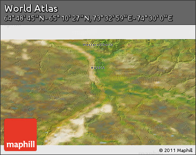 Satellite 3D Map of the Area around 64° 59' 36" N, 74° 1' 30" E