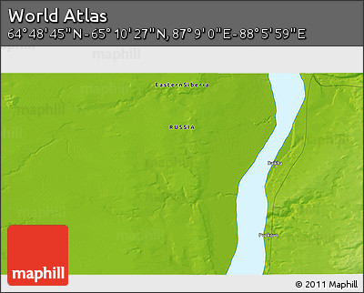 Physical 3D Map of the Area around 64° 59' 36" N, 87° 37' 30" E