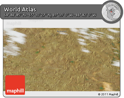 Satellite 3D Map of the Area around 64° 59' 36" N, 89° 10' 30" W