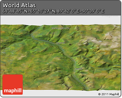 Satellite 3D Map of the Area around 64° 59' 36" N, 90° 10' 30" E