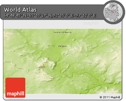 Physical 3D Map of the Area around 64° 59' 36" N, 92° 43' 29" E