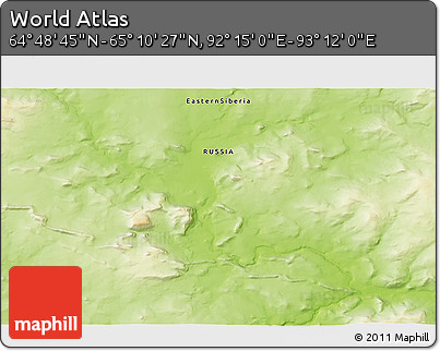 Physical 3D Map of the Area around 64° 59' 36" N, 92° 43' 29" E