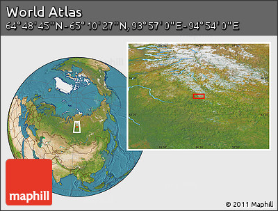 Satellite Location Map of the Area around 64° 59' 36" N, 94° 25' 30" E