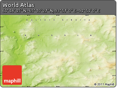 Physical Map of the Area around 64° 59' 36" N, 94° 25' 30" E