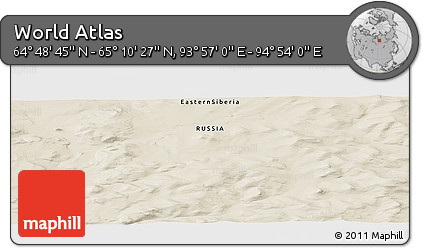 Shaded Relief Panoramic Map of the Area around 64° 59' 36" N, 94° 25' 30" E