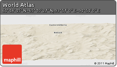 Shaded Relief Panoramic Map of the Area around 64° 59' 36" N, 94° 25' 30" E
