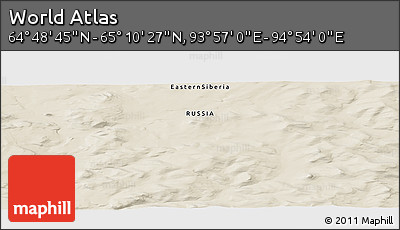 Shaded Relief Panoramic Map of the Area around 64° 59' 36" N, 94° 25' 30" E