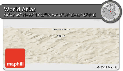 Shaded Relief Panoramic Map of the Area around 64° 59' 36" N, 95° 16' 30" E