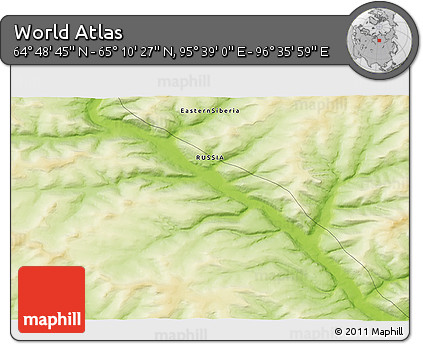 Physical 3D Map of the Area around 64° 59' 36" N, 96° 7' 30" E